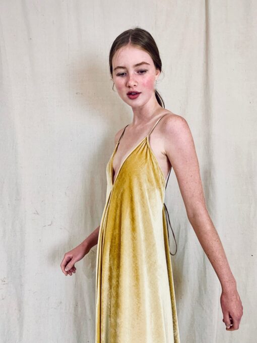 Anderst Isabel Velvet Halter Dress - Yellow - Image 3