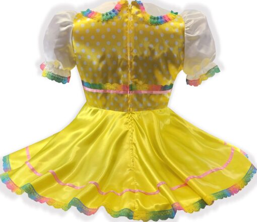 Aida Custom Fit Yellow Satin Polka Dots Adult Sissy Dress by Leanne's - Image 2