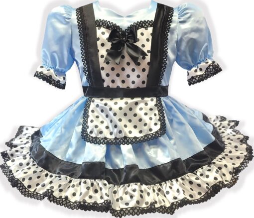 Nancy Custom Fit Satin Polka Dots Adult Sissy Dress by Leanne's