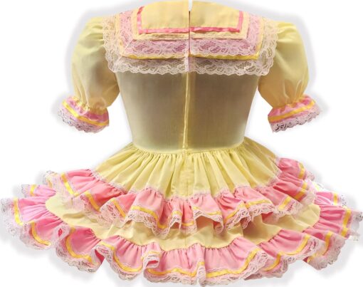 Sadie Custom Fit Pink & Yellow Ruffles Bows Adult Sissy Dress by Leanne's - Image 2