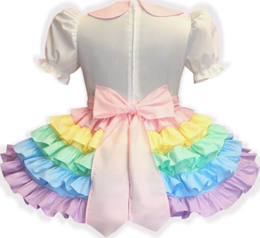 Raina Custom Fit Rainbow Unicorn Ruffles Adult Sissy Dress by Leanne's - Image 2