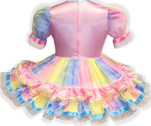 LuLu Custom Fit Pink Yellow Blue Rainbow Adult Sissy Dress by Leanne's - Image 2