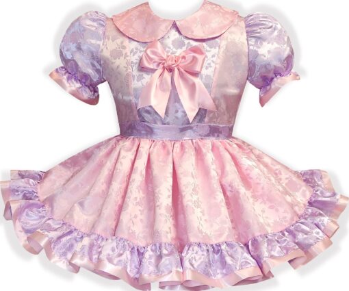 Judy Custom Fit Pink Lavender Roses Adult Sissy Dress by Leanne's