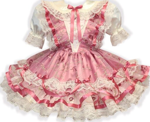 Stephanie Custom Fit Embroidered Roses Adult Sissy Dress by Leanne's