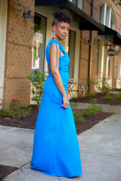 Cut Out 1-Shoulder Maxi-Blue -FINAL SALE - Image 4