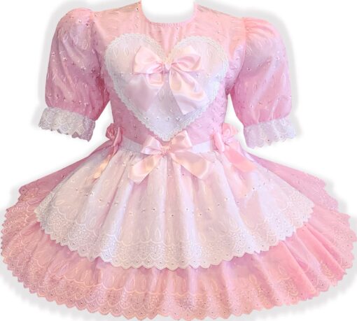 Dolly Custom Fit Pink Eyelet Heart Bows Adult Little Girl Sissy Dress by Leanne's