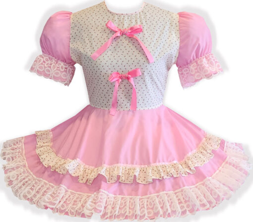 Ready to Wear Yellow Pink Rosebuds Ruffles Bows Adult Sissy Dress by Leanne's