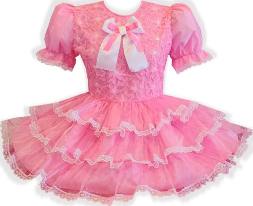 Belinda Custom Fit Pink Organza Ruffles Bows Adult Sissy Dress by Leanne's