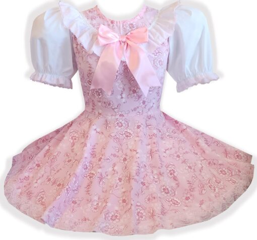 Susan Custom Fit Pink Flowers Adult Little Girl Sissy Dress by Leanne's