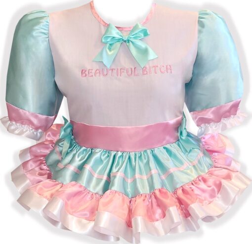 45.5" Ready to Wear Pink Mint Green Satin Adult Sissy Dress by Leanne's