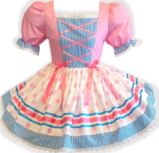 42.75" Ready to Wear Pink Polka Dot Bows Ribbon Adult Sissy Dress by Leanne's