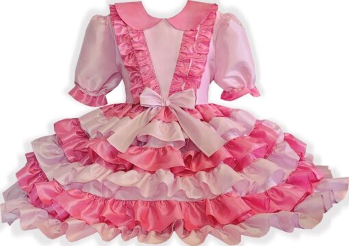 Irene Custom Fit Pink Taffeta Birthday Party Ruffles Adult Sissy Dress by Leanne's