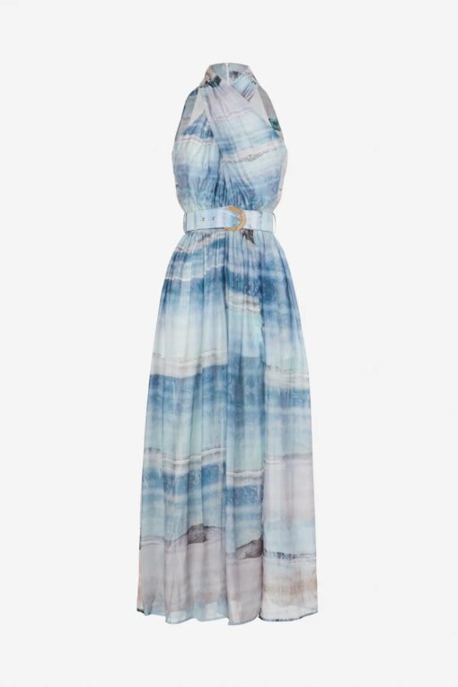 MAXI HALTER DRESS - BLUE OCEAN PRINT - Image 2