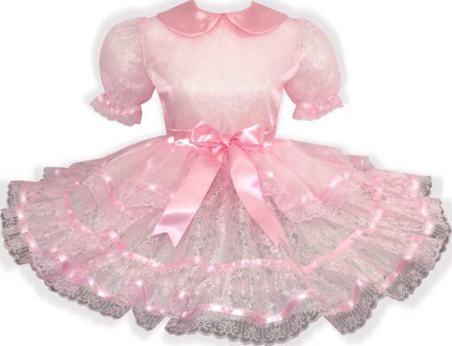 Sandra Custom Fit See-through Sparkle Pink Lace Sissy Dress by Leanne's