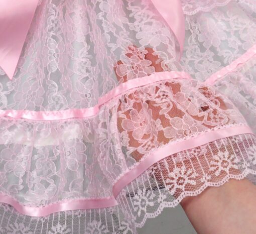 Sandra Custom Fit See-through Sparkle Pink Lace Sissy Dress by Leanne's - Image 3