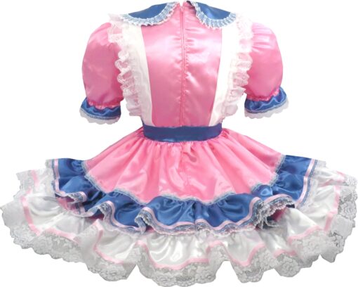 Stacey Custom Fit Pink Blue Satin Bows Adult Sissy Dress by Leanne's - Image 2