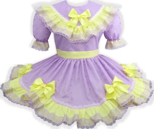 Violet Custom Fit Eyelet Ruffles Bows Adult Little Girl Sissy Dress by Leanne's