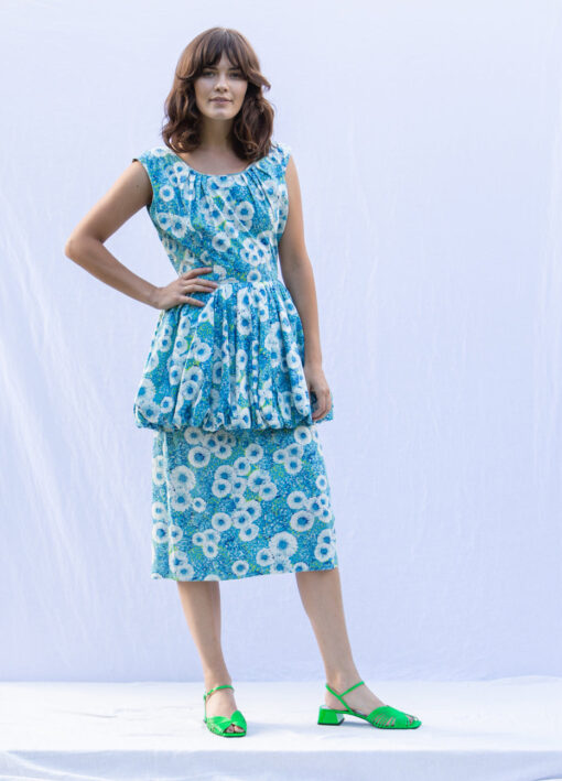 Floral Peplum 50's Dress