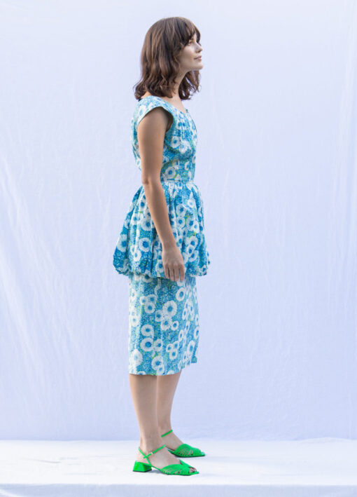 Floral Peplum 50's Dress - Image 4