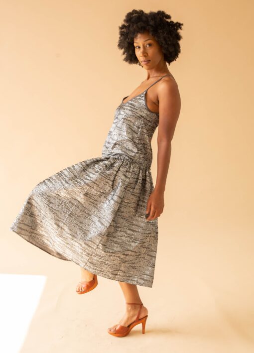 Jacquard Drop Waist Ruffle Dress - Image 3