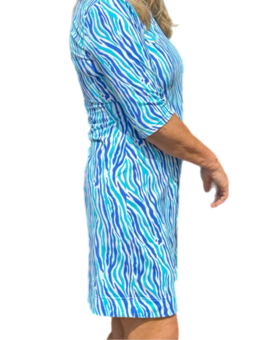 Lulu B Blue Zebra V-Neck Travel Dress - Image 4