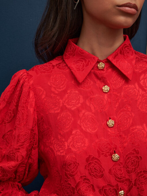 DREAM Court Rose Jacquard Blouse - Image 6