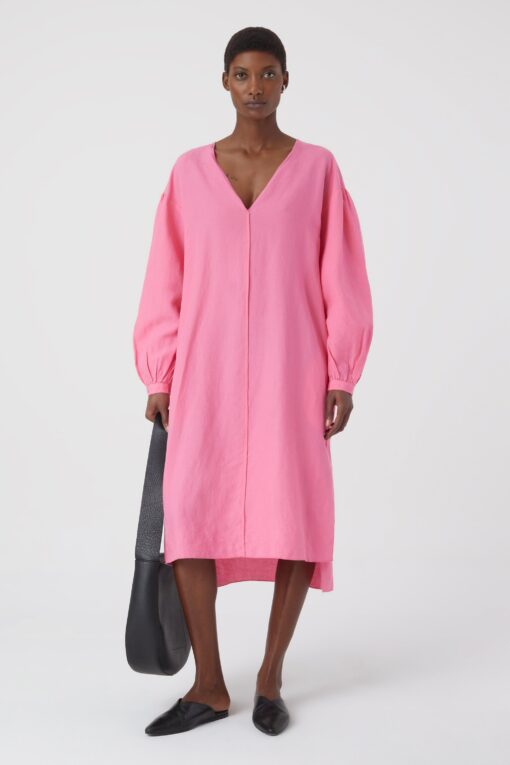 pink lilies puff sleeve dress - Image 9