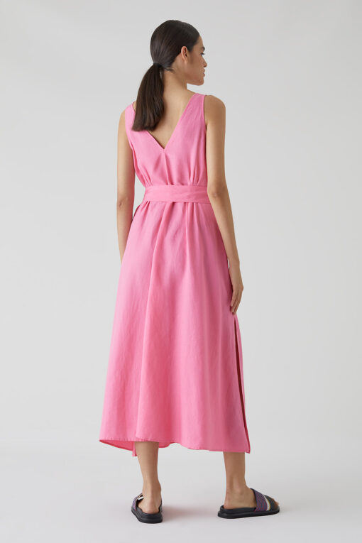 pink lilies v-neck dart dress - Image 2