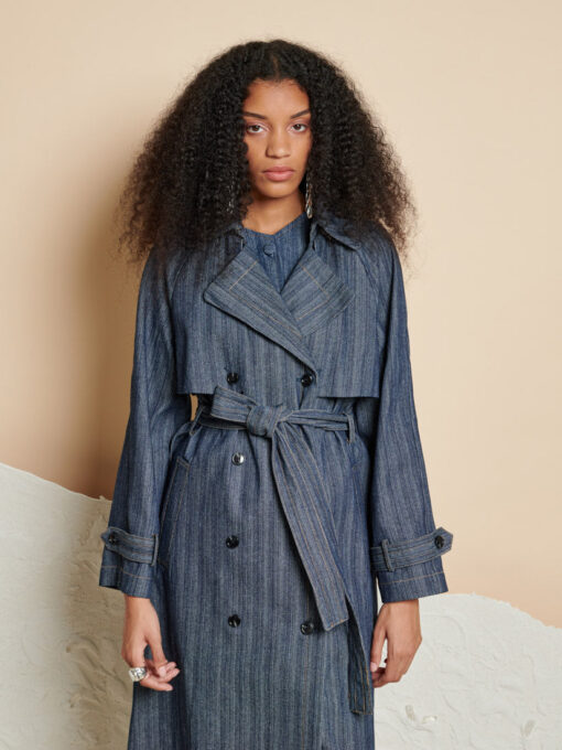 Ghospell  Blakely Denim Trench Coat - Image 5