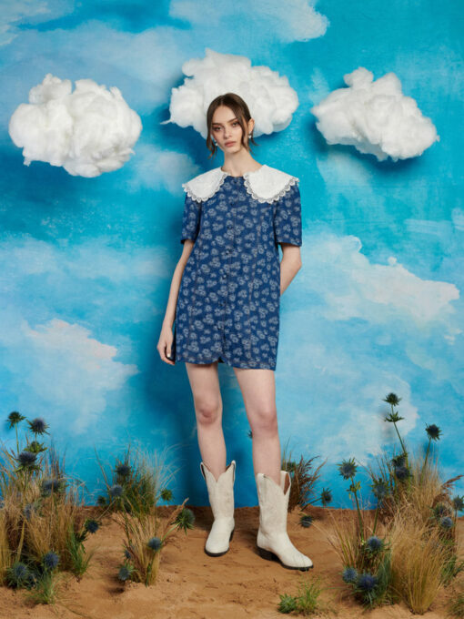 Wildflower Denim Mini Dress - Image 4