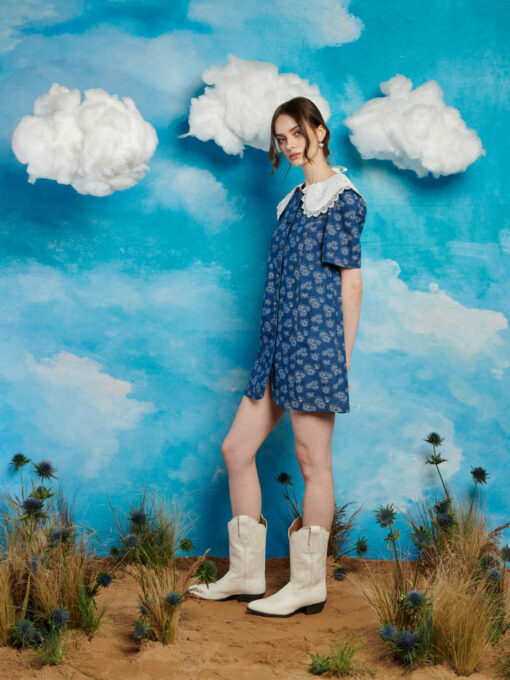 Wildflower Denim Mini Dress - Image 2