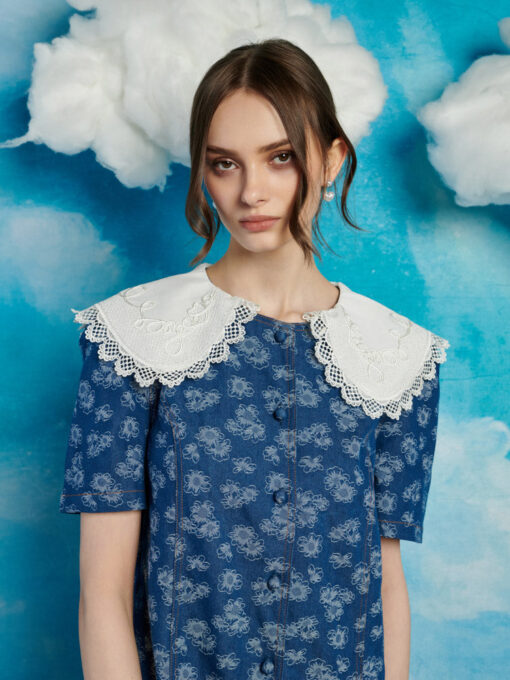 Wildflower Denim Mini Dress - Image 5