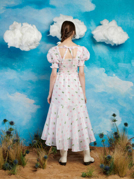 Folk Bow Jacquard Dress - Image 3