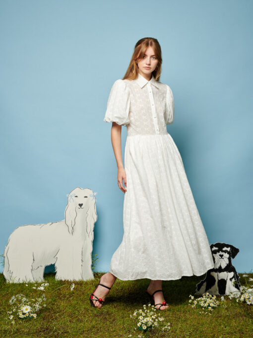 Poodle Bow Embroidered Midi Dress - Image 4