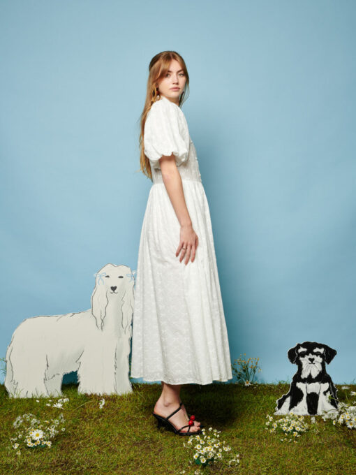 Poodle Bow Embroidered Midi Dress - Image 2