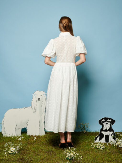 Poodle Bow Embroidered Midi Dress - Image 3