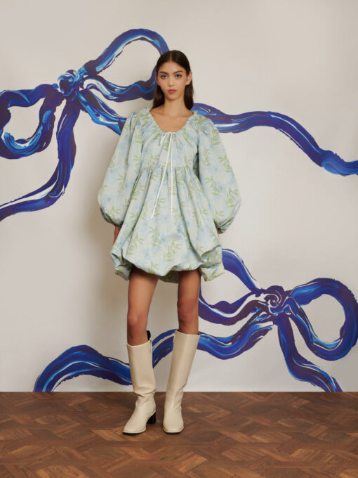 Floral Hood Bubble Hem Mini Dress - Image 2