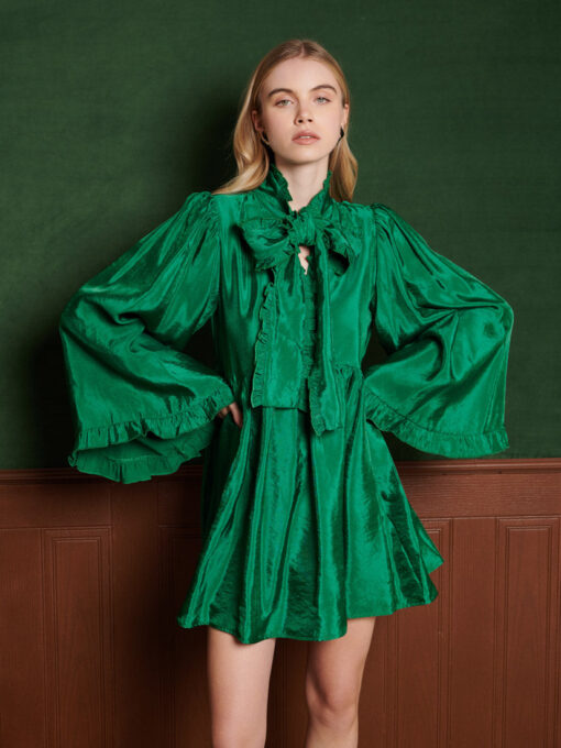 Emerald Bow Mini Dress