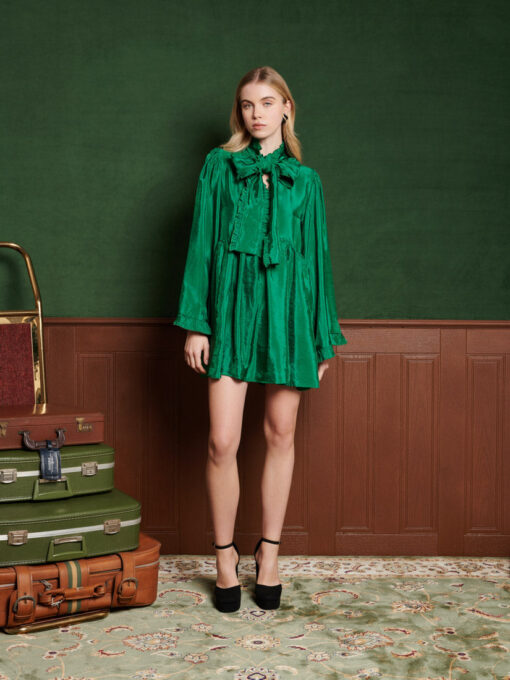 Emerald Bow Mini Dress - Image 4