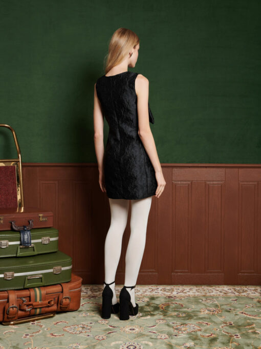 Frieze Jacquard Bow Dress - Image 3