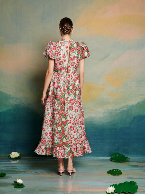 DREAM Charm Floral Jacquard Midi Dress - Image 3