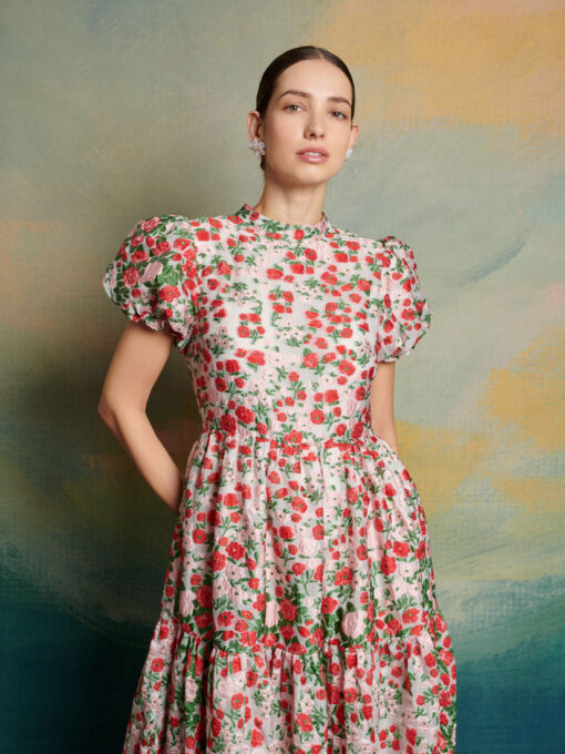 DREAM Charm Floral Jacquard Midi Dress - Image 5