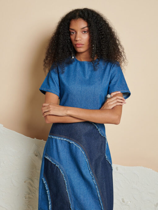 Ghospell  Alba Denim Midi Dress - Image 5