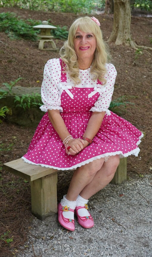 Margie Custom Fit Hot Pink White Cotton Polka Dots Adult Sissy Dress by Leanne's - Image 3