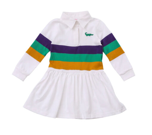 DRESS-RUGBY L/S DROP WAIST WHITE