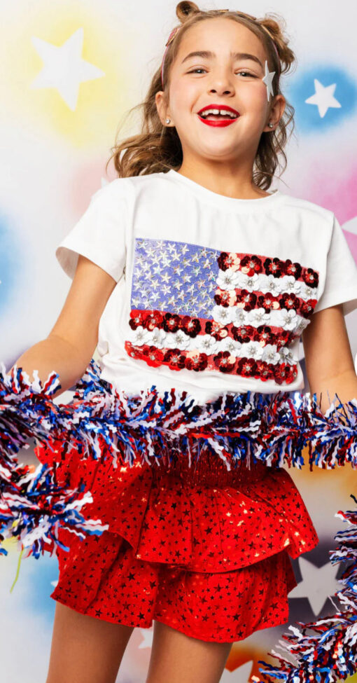 QOS-KIDS-WHITE AMERICAN FLAG TEE - Image 3