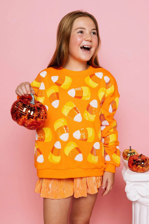 QOS-KIDS ORANGE CANDY CORN SWEATSHIRT - Image 2