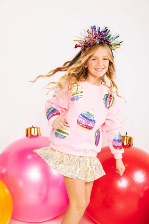 QOS-KIDS PINK MEGA ORNAMENT SWEATER - Image 2