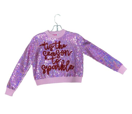 QOS-KIDS-PINK TIS THE SEASON TO SPARKLE SWEATER PINK