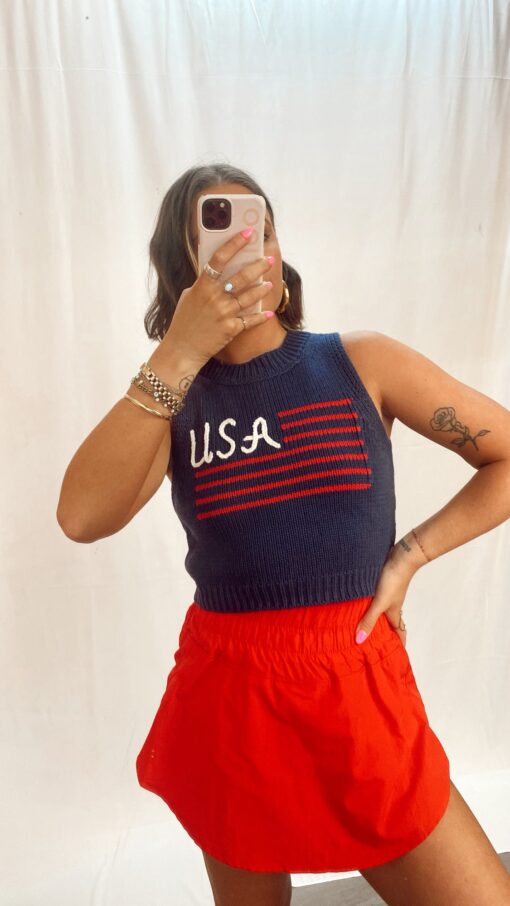 Navy USA Knit Tank Top - Image 3